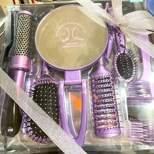 Metallic purple 16 pieces hair brush set.